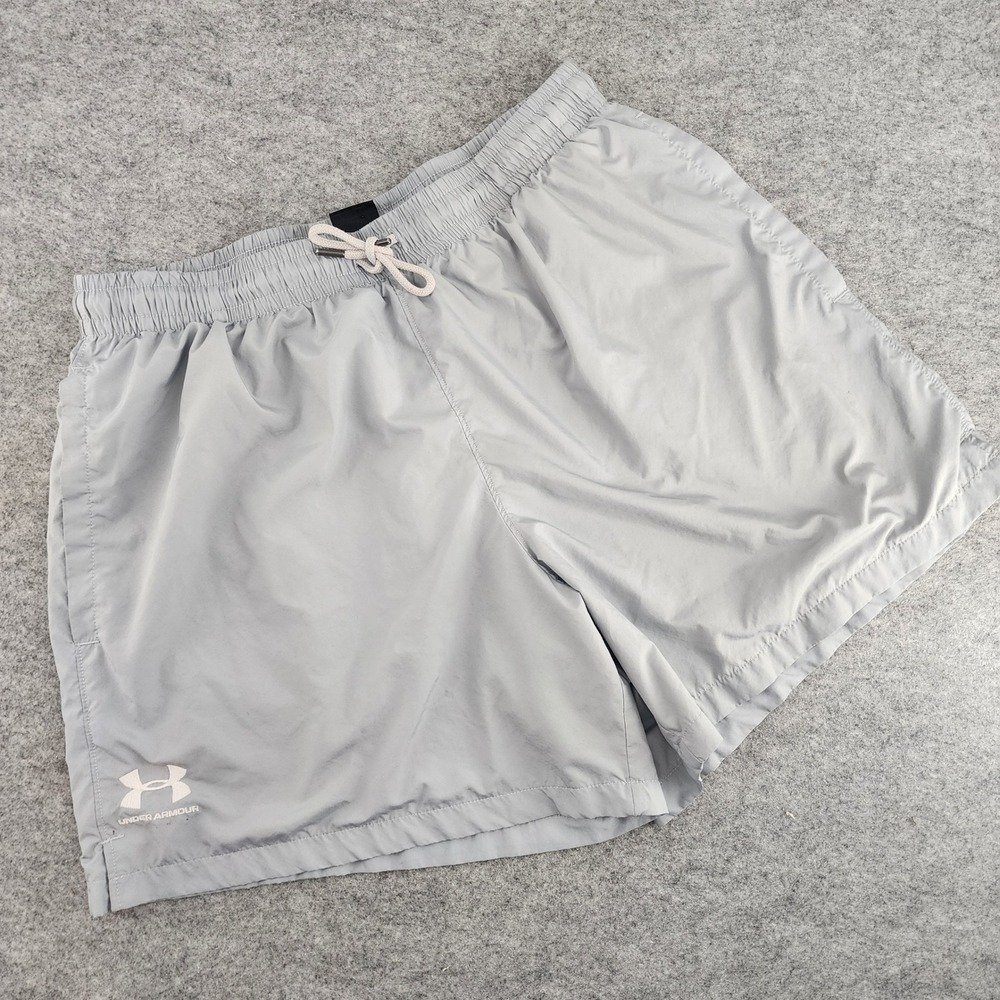 Under Armour Mens Large Icon Valley Gray Mesh Lined Athletic Gym Training Shorts